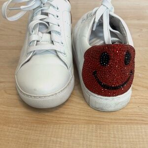 Lola Cruz Smiley Face Rhinestone Athletic Sneakers Womens SZ 6.0